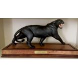 Large Hand Painted Porcelain Sculpture of a Black Panther Titled "Silent Rage"-Franklin Mint.