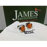 Montblanc Silver Meisterstück Orange Stone Cufflinks