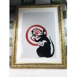 Banksy "Radar Rat" Giclee Print, Ornate Framed