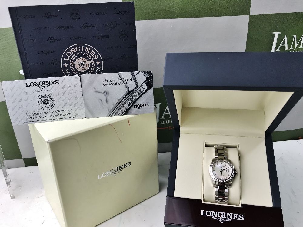 Longines Ladies Diamond Factory Set Bezel Watch - Image 4 of 9