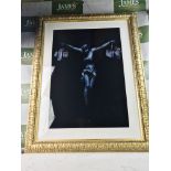 Banksy "Christ With Shopping Bags" Giclee Print, Ornate Framed