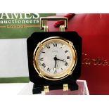 Cartier Travel /Desk Alarm Clock, Onyx & Gold Plated Edition