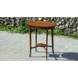 Antique Inlaid Mahogany Two Tier Side Table