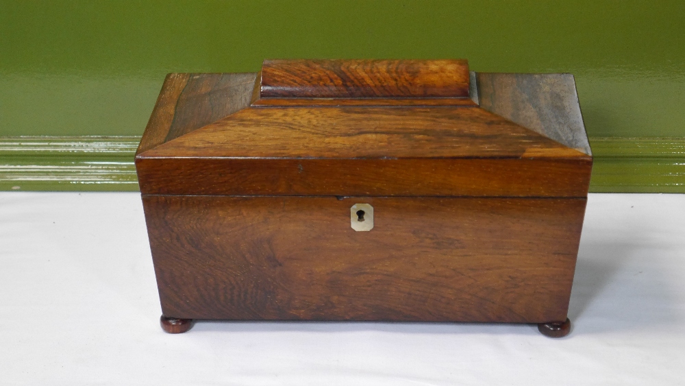 19th Century Antique Rosewood Tea Caddy of Sarcophagus Form - Image 4 of 6
