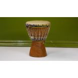 Small Handmade Carved Wood African Drum