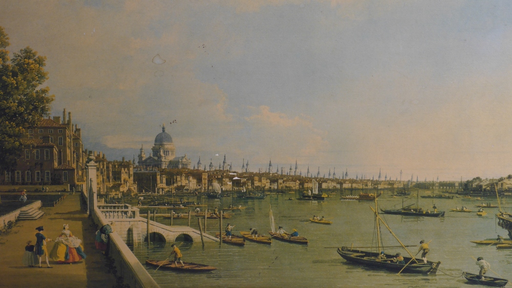 Antique London Art Print - River Thames with St Paul's Cathedral - Image 2 of 3