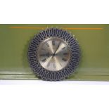 Vintage Retro Coral Brass Sunburst Starburst Quartz Clock