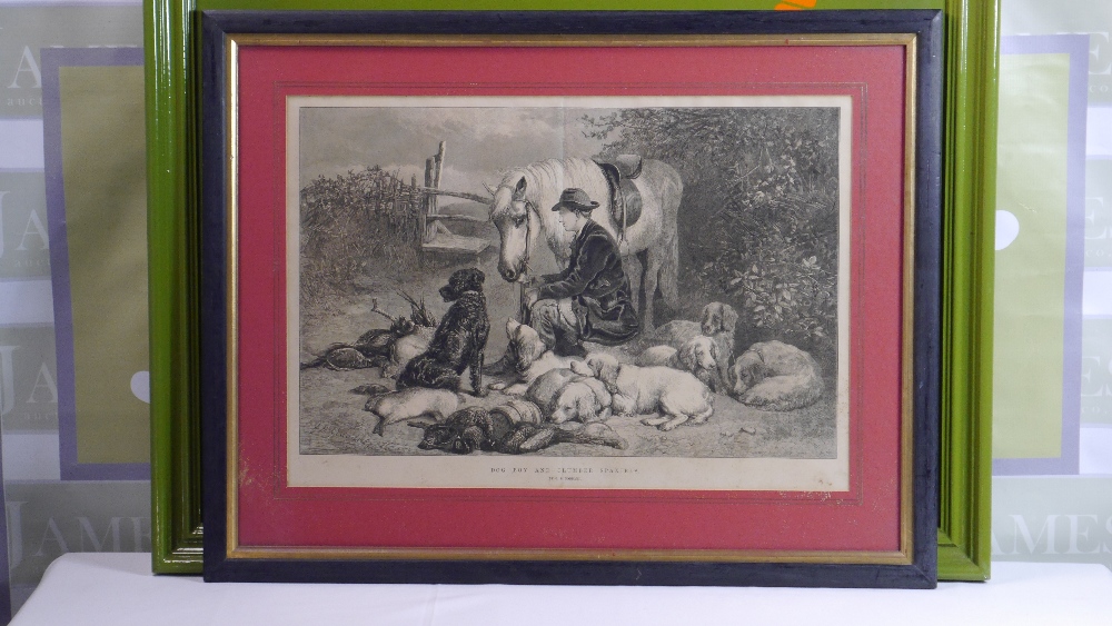 George Bouverie Goddard (British 1832 - 1886) - Dog, Boy and Clumber Spaniels Engraved Print Art - Image 2 of 7