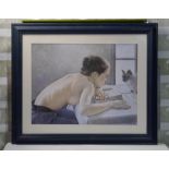 Vintage French Francine Van Hove Sphinx With Dictionary Framed Fine Art Print.