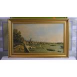 Antique London Art Print - River Thames with St Paul's Cathedral