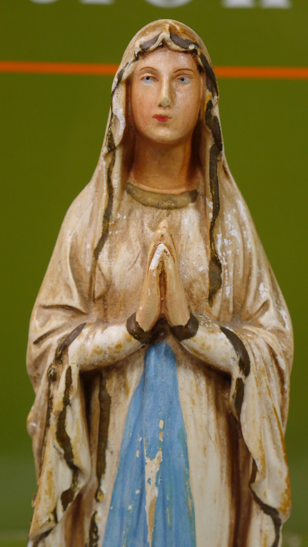 Virgin Mary Our Lady of Lourdes Oostakker Bisque Porcelain Religious Statue - Image 7 of 7