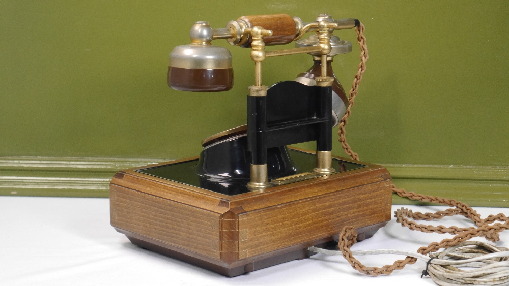 Vintage Italian Brass and Wood Caravel Telephone for BT - Image 3 of 6