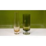 2 Mid Century Vintage Vases in Colour Glass