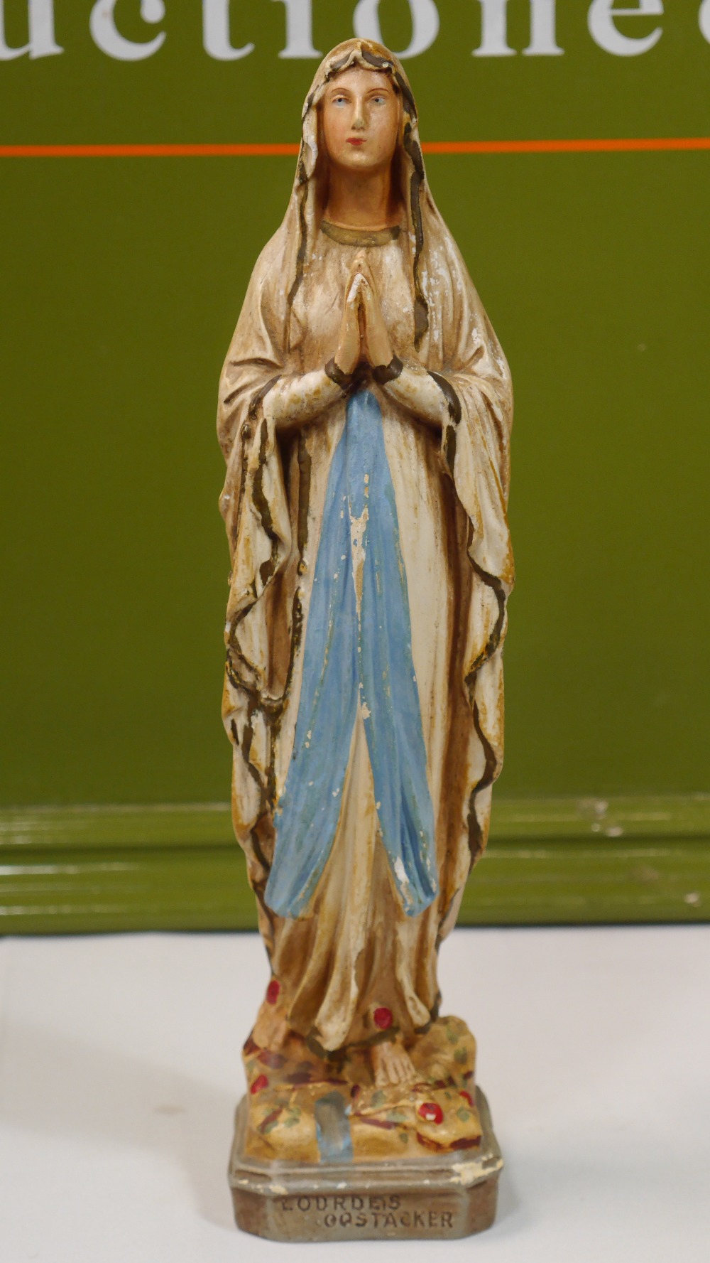 Virgin Mary Our Lady of Lourdes Oostakker Bisque Porcelain Religious Statue - Image 2 of 7