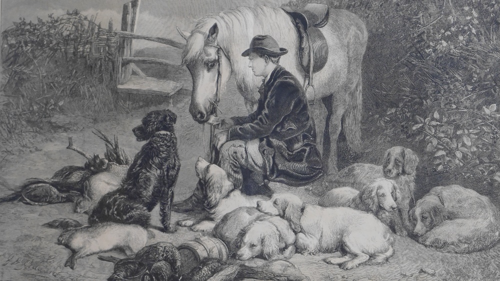 George Bouverie Goddard (British 1832 - 1886) - Dog, Boy and Clumber Spaniels Engraved Print Art - Image 3 of 7