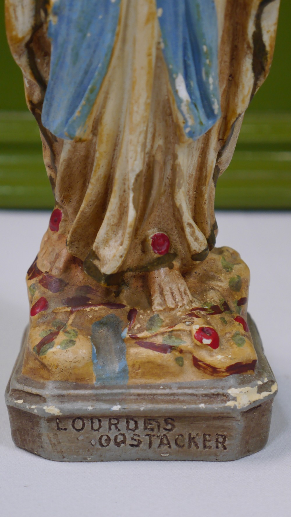 Virgin Mary Our Lady of Lourdes Oostakker Bisque Porcelain Religious Statue - Image 6 of 7