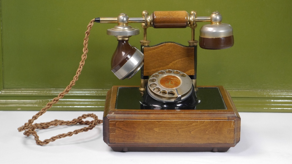 Vintage Italian Brass and Wood Caravel Telephone for BT