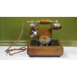 Vintage Italian Brass and Wood Caravel Telephone for BT