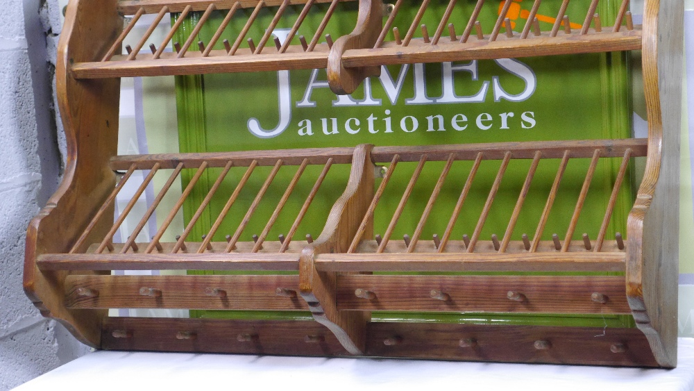 Large Farmhouse Penny Pine Plate and Cup Rack - Image 2 of 4