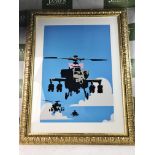 Banksy "Happy Choppers" Giclee Print, Ornate Framed