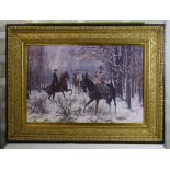 Jan Chelminski (1851-1925) - The Duel Oil Painting Ornate Gilt Gesso Frame