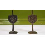 Pair Antique Bronze Pricket Candlestick Holders