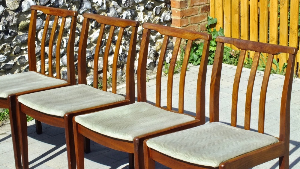 Mid Century Modern Large Teak Bar Back Chairs stamped DuBois - Image 3 of 4