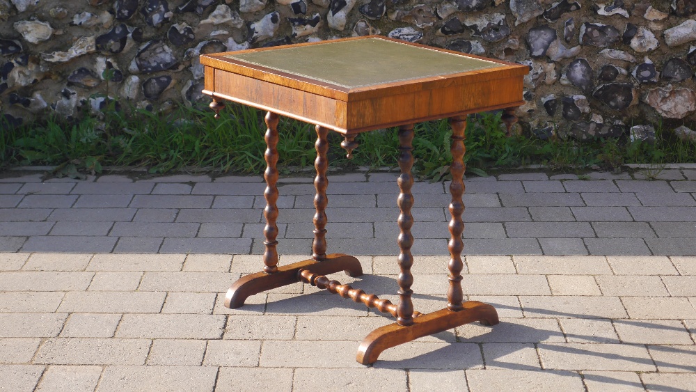 Antique Leather Top Rosewood Side Table