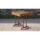 Antique Leather Top Rosewood Side Table