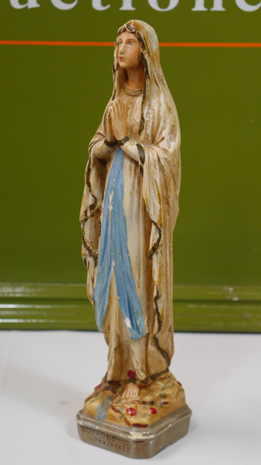 Virgin Mary Our Lady of Lourdes Oostakker Bisque Porcelain Religious Statue - Image 3 of 7
