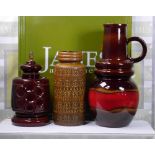 West Germany Pottery Vases and Table Lamp