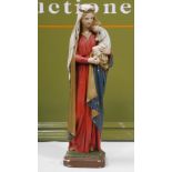 Bisque Porcelain Virgin Mary and Baby Jesus, Dutch Religious Plaster Statue