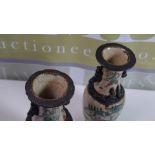 Pair Antique Chinese Crackle Glaze Famille Rose Vases