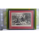 George Bouverie Goddard (British 1832 - 1886) - Dog, Boy and Clumber Spaniels Engraved Print Art