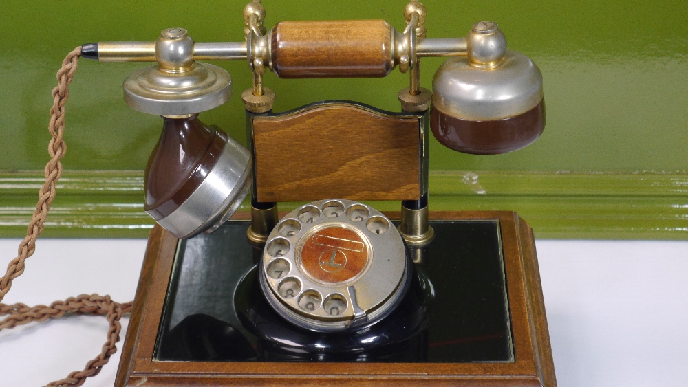 Vintage Italian Brass and Wood Caravel Telephone for BT - Image 2 of 6