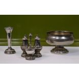 Ianthe EPNS 3 Piece Cruet Set And Stand, Vase and Bowl