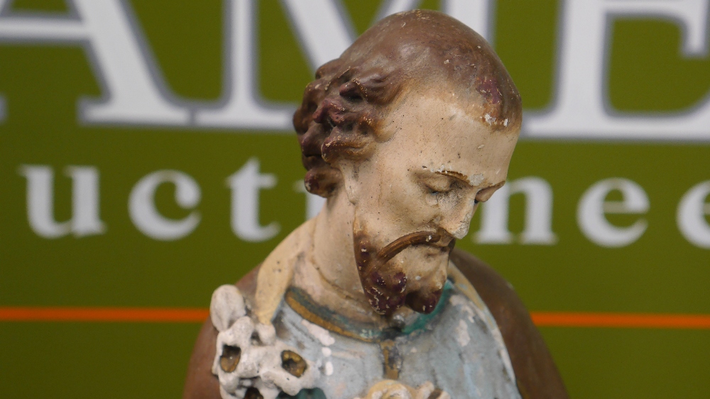 Antique French Bisque Porcelain - Saint Joseph and Jesus Statue - Image 3 of 8