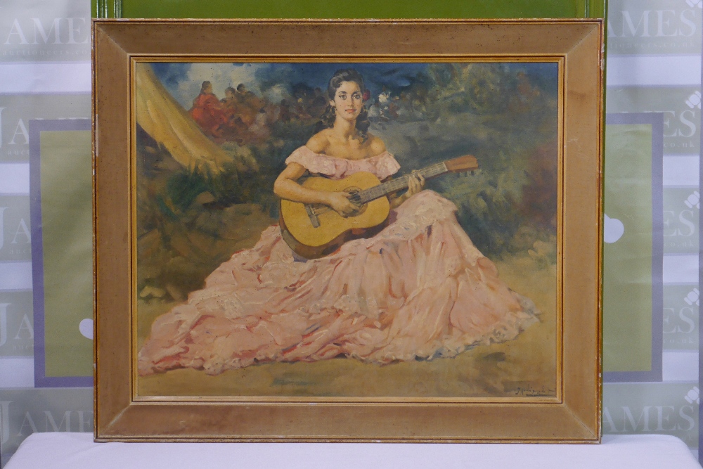 Francisco Rodriguez Sanchez Clement (Spanish 1893–1968) Gypsy Guitariste