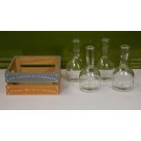 Set of 4 Vintage Glass Bottle Jars in French Case