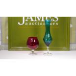 2 Contemporary Display Colour Glass Vases