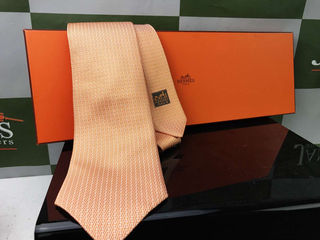 Hermes Silk Orange Tie