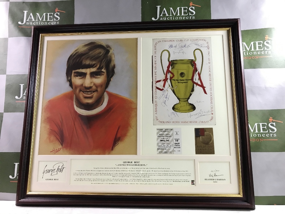 George Best Manchester United Signed 1968 European Cup Winners Montage Ltd Ed.#267/500 - Image 6 of 6