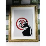 Banksy "Radar Rat" Lithograph, Ornate Framed