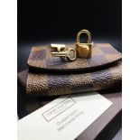 LV Louis Vuitton Cufflinks 925 Silver Gold Plated Damier