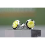 Montblanc Silver Meisterstuck Yellow Stone Cufflinks