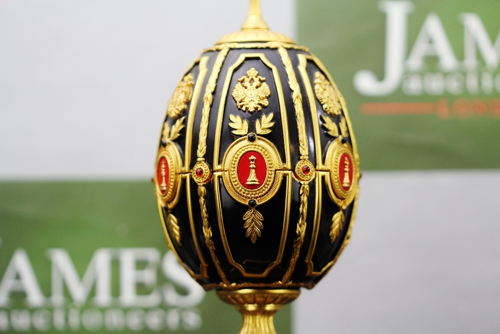 House of Faberge 24 Carat & Ruby "The Imperial Jeweled Egg Chess Set" - Image 5 of 7
