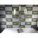 Nickel Plated Five Light Candelabra On Square Base