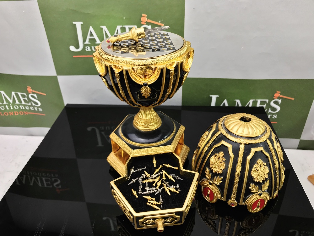 House of Faberge 24 Carat & Ruby "The Imperial Jeweled Egg Chess Set" - Image 2 of 7