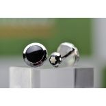 Montblanc Silver Meisterstuck Onyx Stone Cufflinks