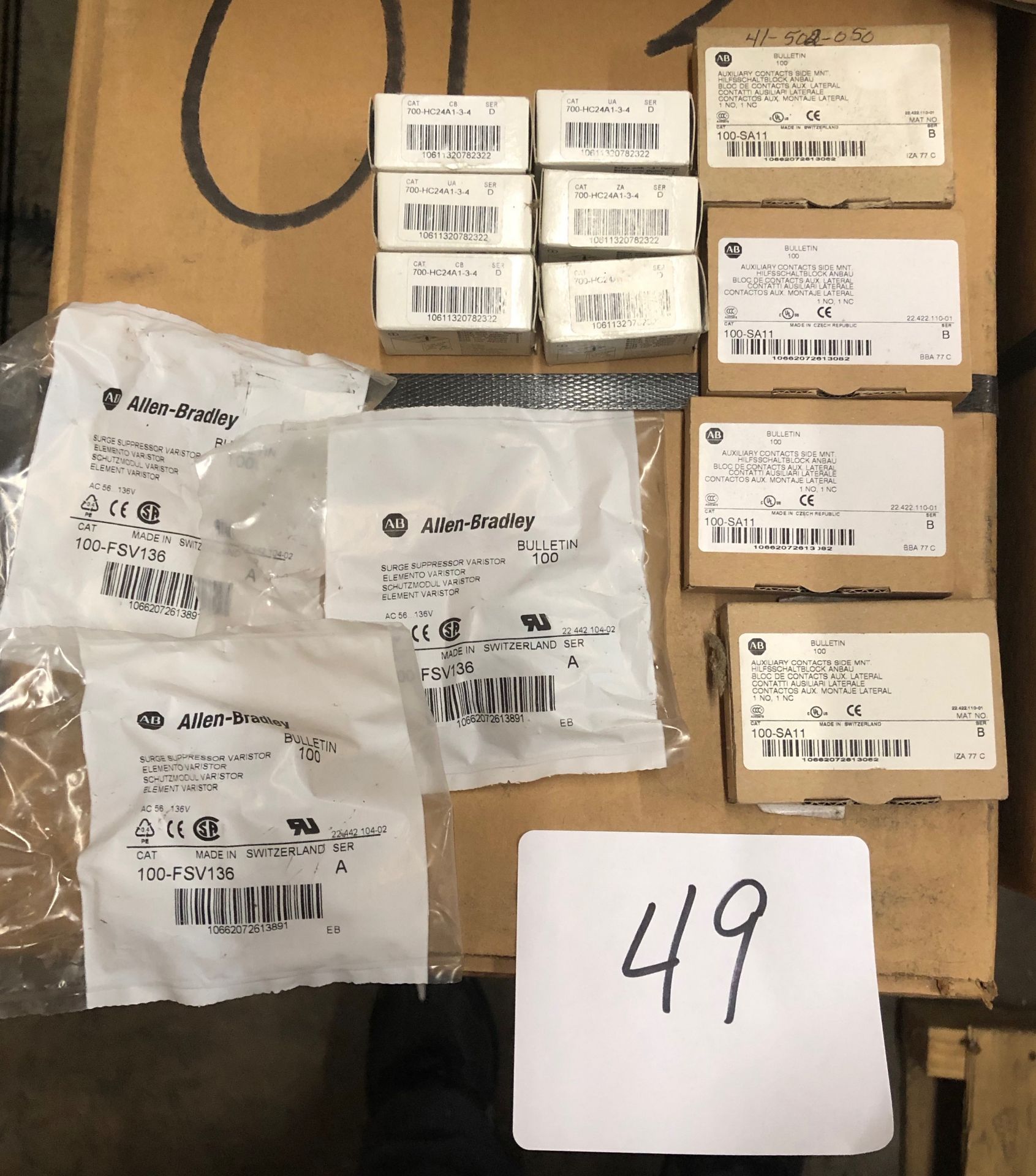 (4) AB Allen Bradley Bulletin 100 Auxiliary Contacts Side Mount Cat # 100-SA11, (3) AB Allen Bradley